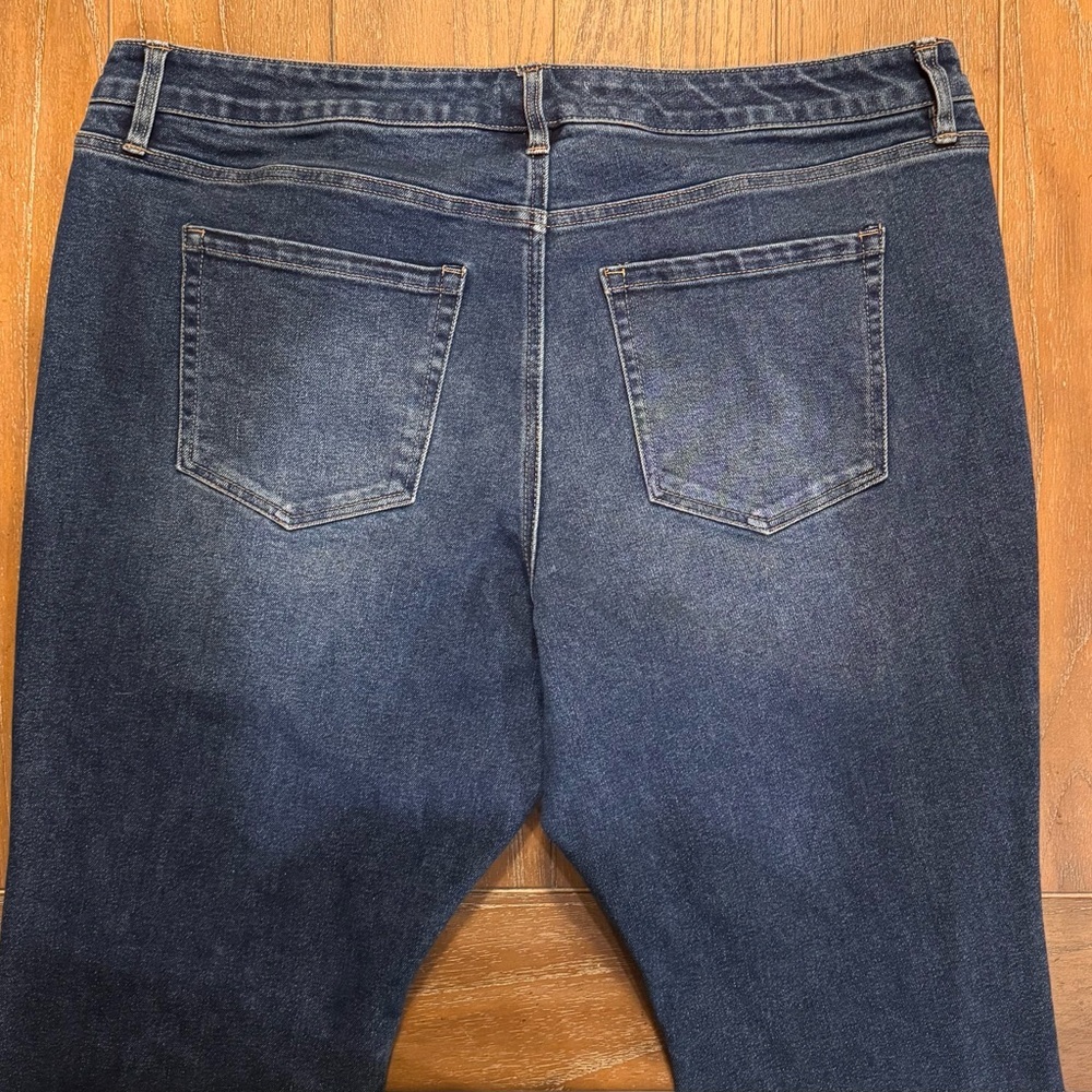 Lane Bryant Dark Indigo High-Rise Button-Front Mid Rise Flare Jeans - Picture 7 of 8